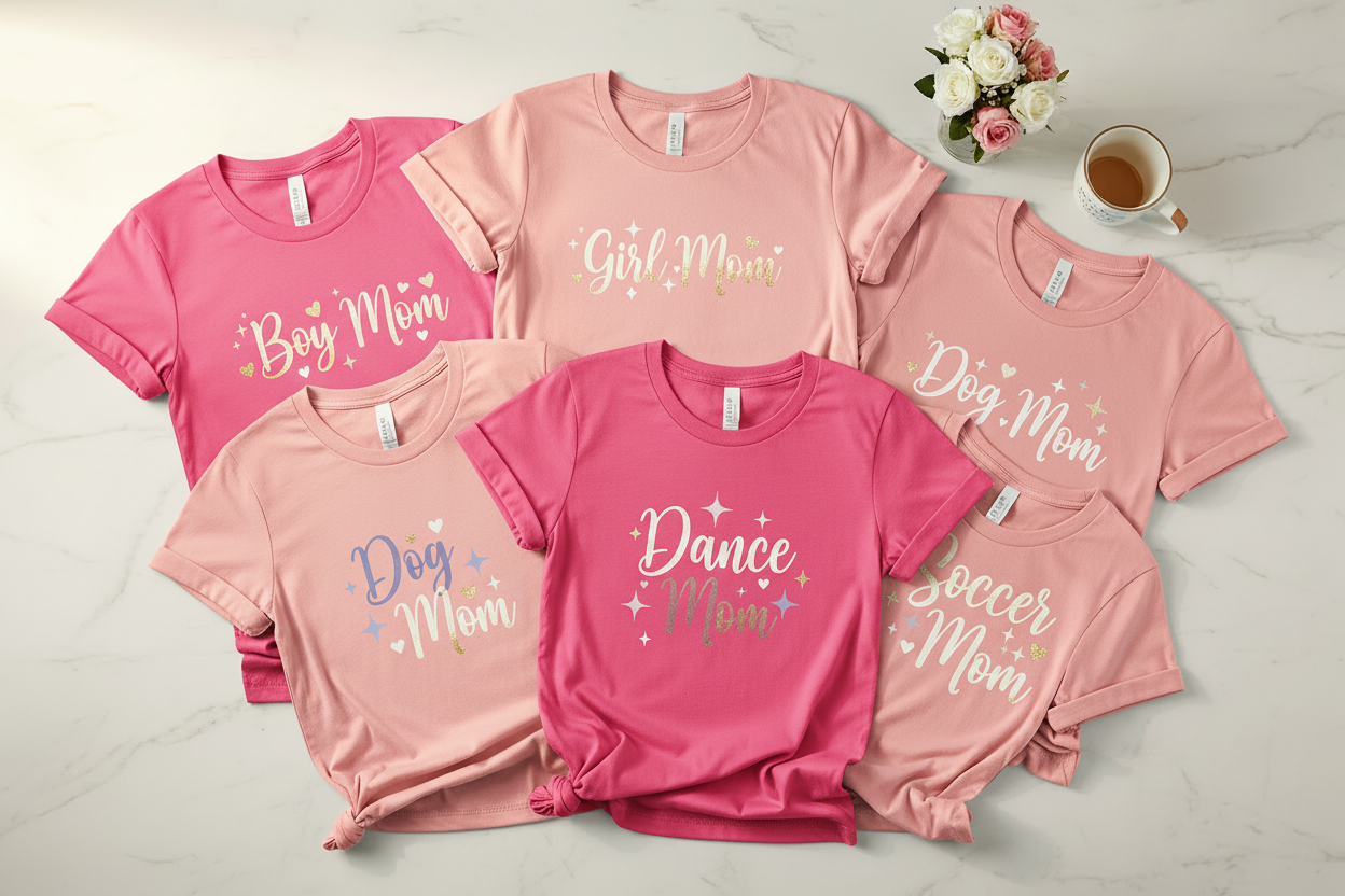 Womens Mom Group Tee Set - Pink