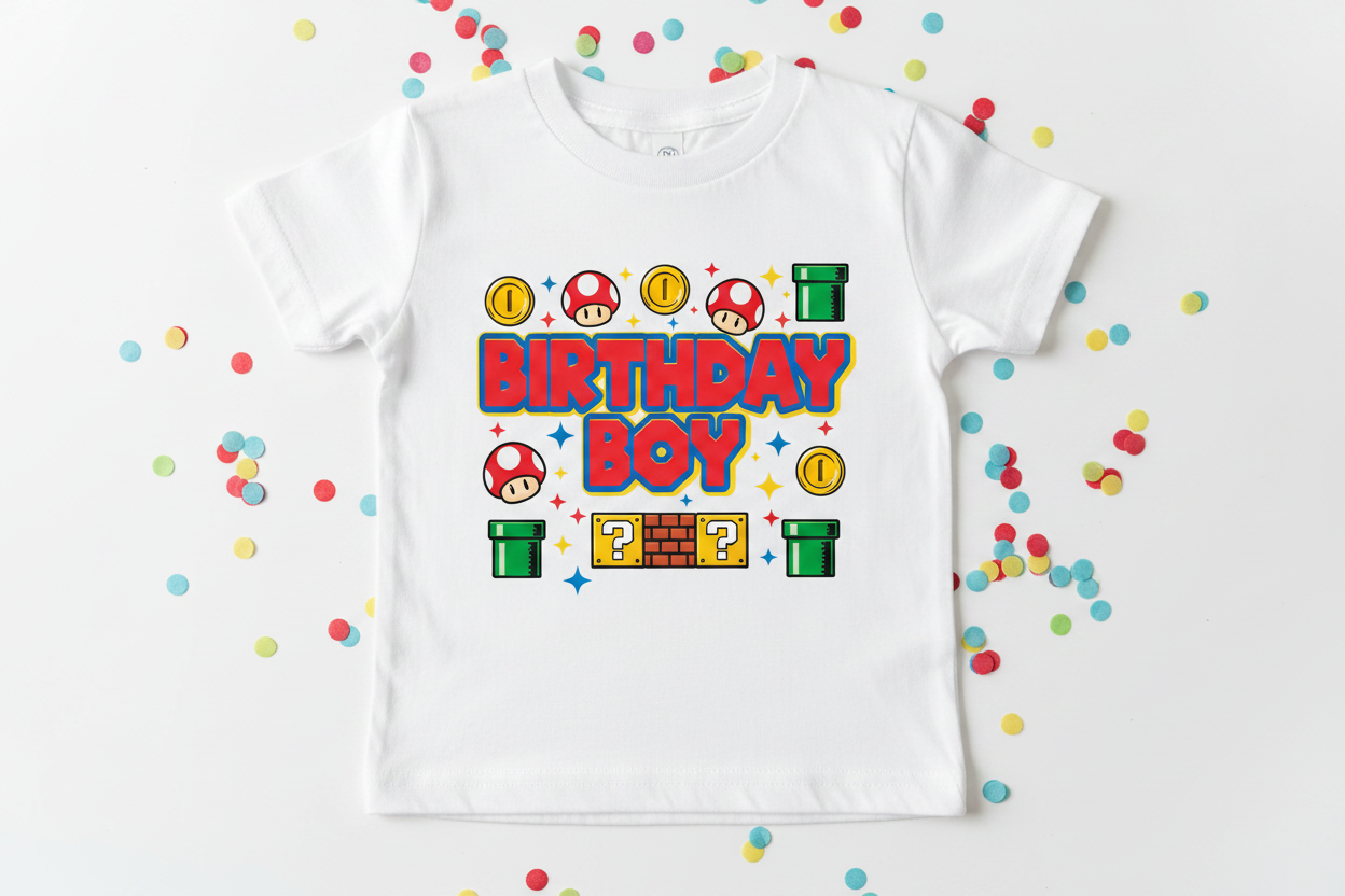 Kids Birthday Boy Mario Tee